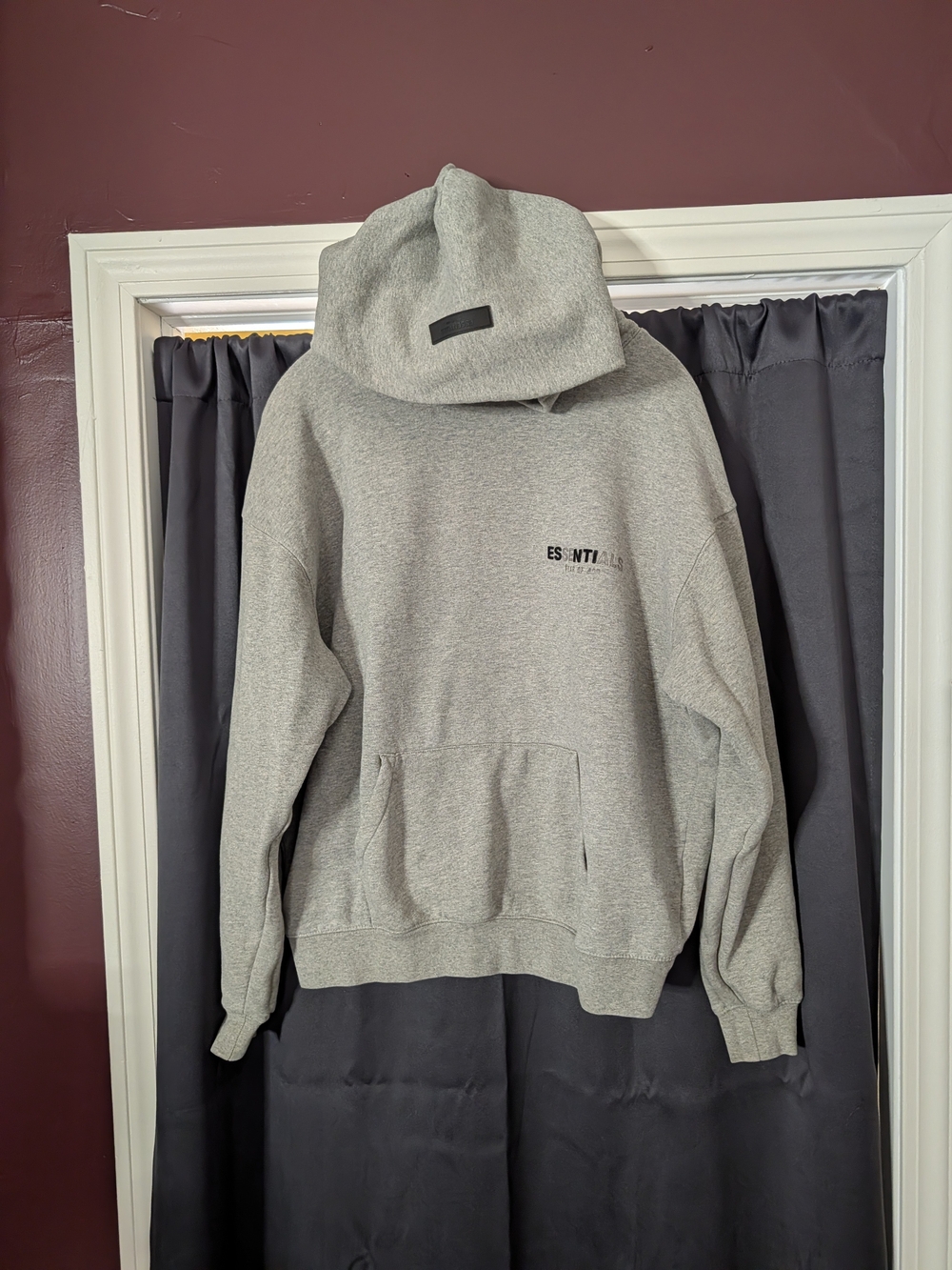 ESSENTIALS Fear Of God Men’s Gray Felted Logo Hooded Sweatshirt Hoodie M
